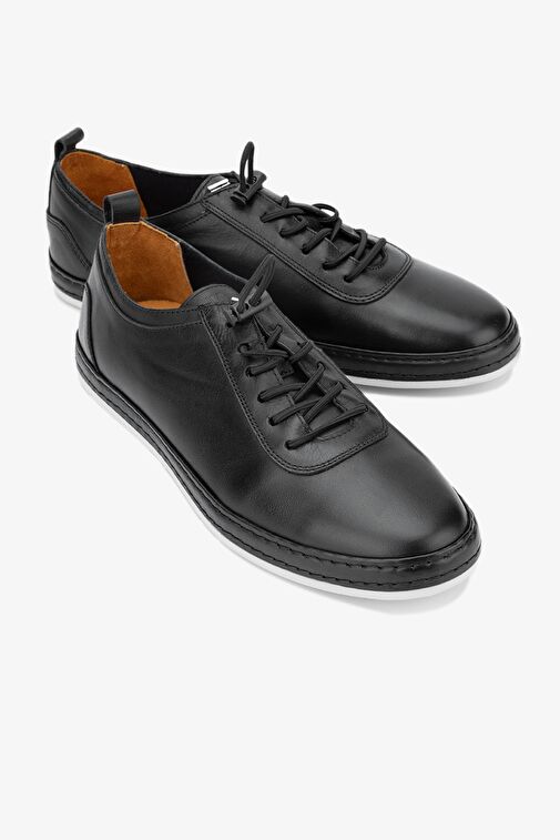 Valmenti Erkek Siyah Hakiki Deri Casual Ayakkabı - Görsel 5