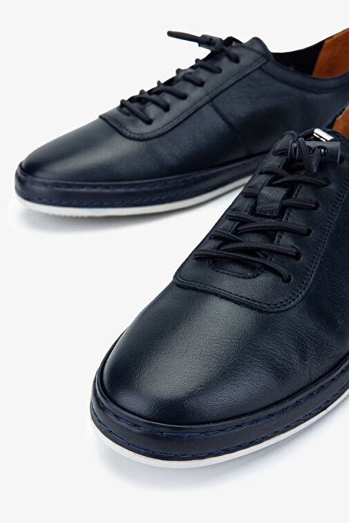 Valmenti Erkek Lacivert Hakiki Deri Casual Ayakkabı - Görsel 4