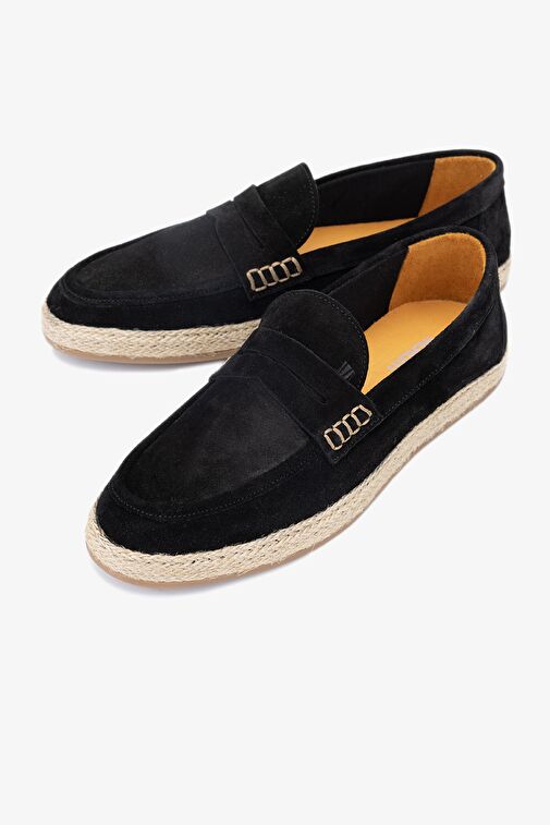 Valmenti Erkek Siyah Süet Hakiki Deri Loafer Ayakkabı - Görsel 5