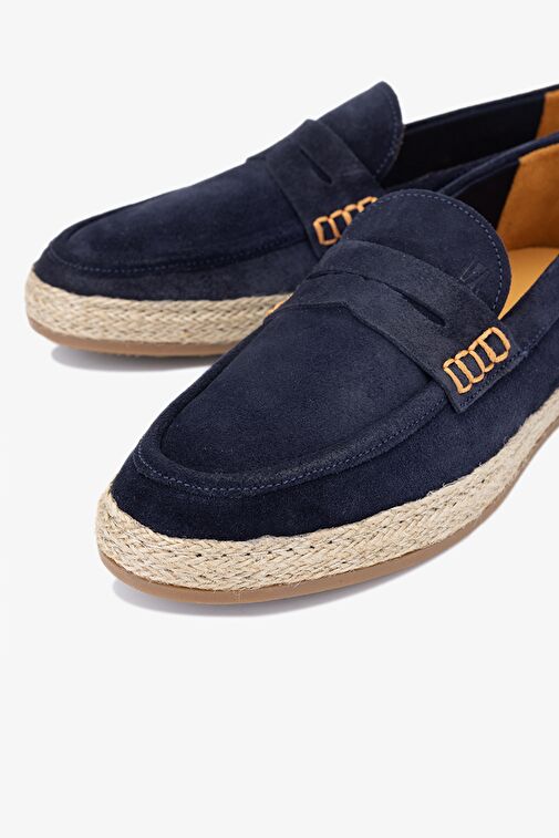 Valmenti Erkek Lacivert Süet Hakiki Deri Loafer Ayakkabı - Görsel 3