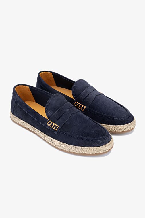 Valmenti Erkek Lacivert Süet Hakiki Deri Loafer Ayakkabı - Görsel 4