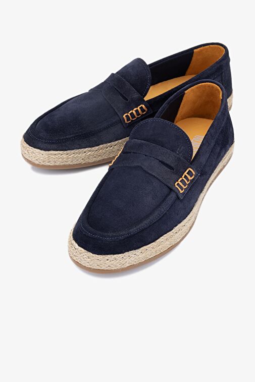 Valmenti Erkek Lacivert Süet Hakiki Deri Loafer Ayakkabı - Görsel 5