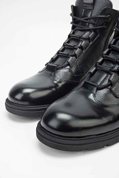 Tamer Tanca Erkek Hakiki Deri Siyah POSTAL Bot - Görsel 4