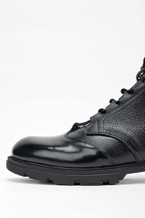 Tamer Tanca Erkek Hakiki Deri Siyah POSTAL Bot - Görsel 5