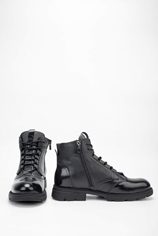 Tamer Tanca Erkek Hakiki Deri Siyah POSTAL Bot - Görsel 7