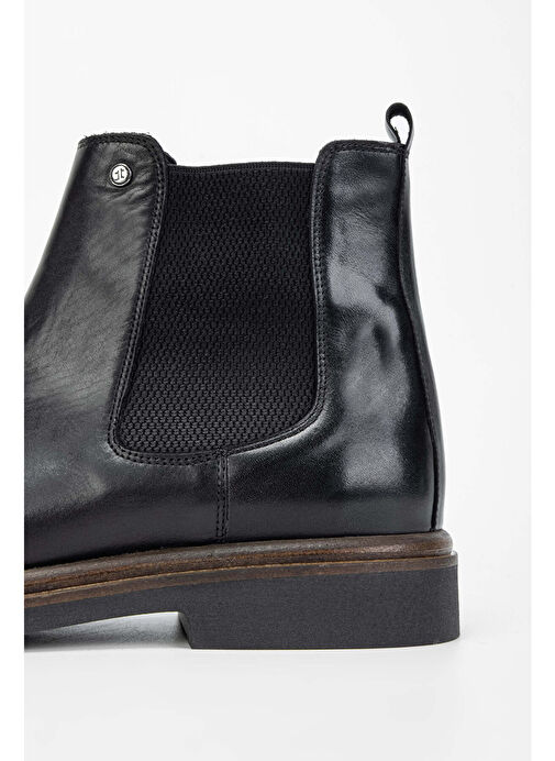 Tamer Tanca Erkek Hakiki Deri Siyah Casual Bot - Görsel 5