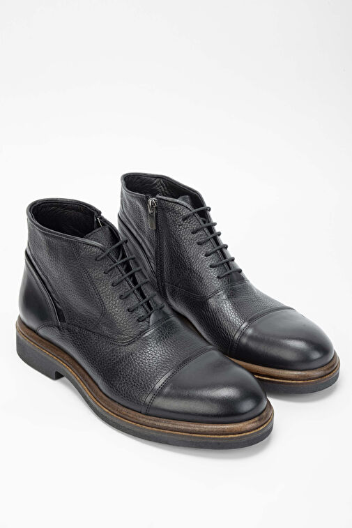 Tamer Tanca Erkek Hakiki Deri Siyah Casual Bot - Görsel 3