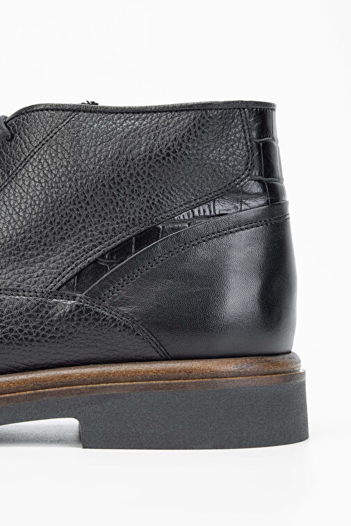 Tamer Tanca Erkek Hakiki Deri Siyah Casual Bot - Görsel 6