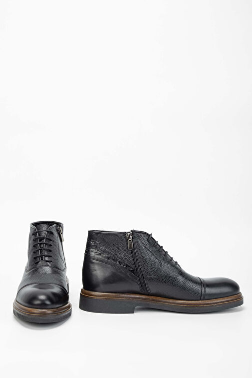 Tamer Tanca Erkek Hakiki Deri Siyah Casual Bot - Görsel 7