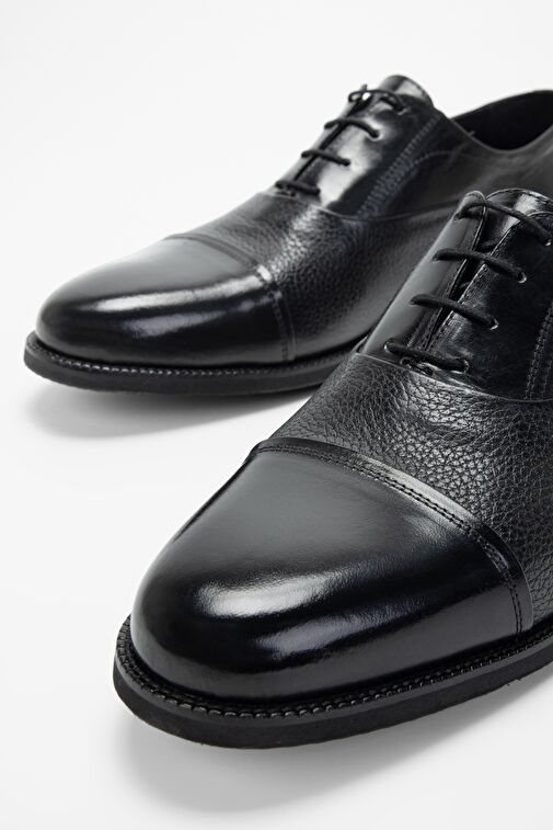 Valmenti Broborus Erkek Siyah Hakiki Deri Klasik Ayakkabı - Görsel 4