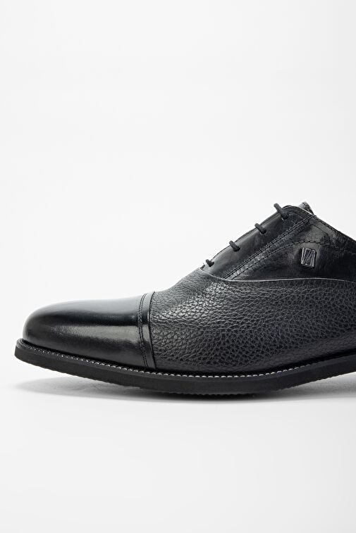 Valmenti Broborus Erkek Siyah Hakiki Deri Klasik Ayakkabı - Görsel 5