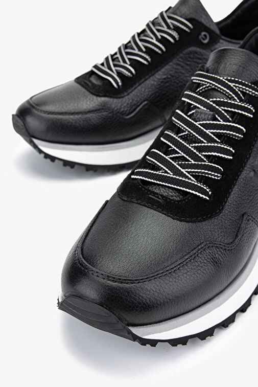 Valmenti Noa Erkek Siyah Hakiki Deri Sneakers & Spor Ayakkabı - Görsel 4