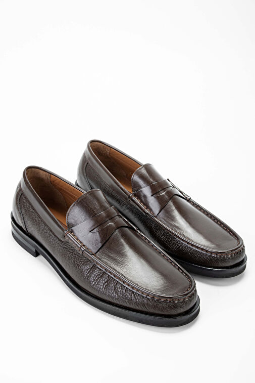 Tamer Tanca Erkek Hakiki Deri Kahverengi Loafer Ayakkabı - Görsel 2