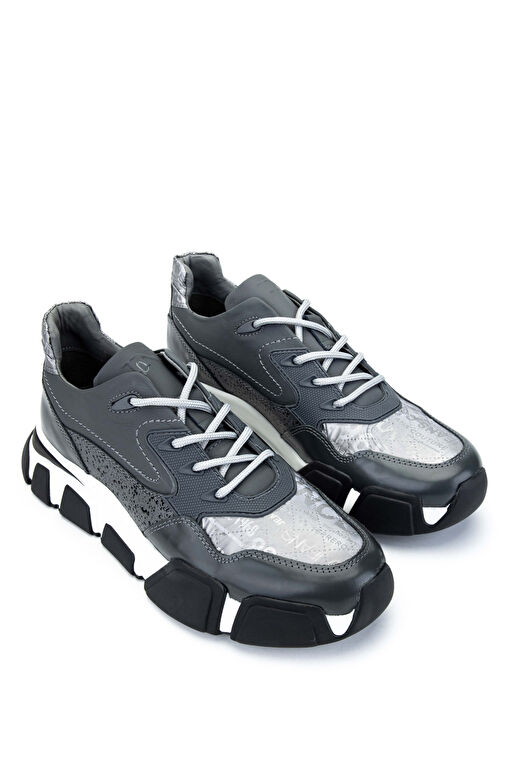 Tamer Tanca Erkek Hakiki Deri Gri Sneakers & Spor Ayakkabı - Görsel 3