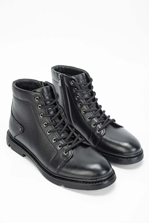 Tamer Tanca Erkek Hakiki Deri Siyah Casual Bot - Görsel 3