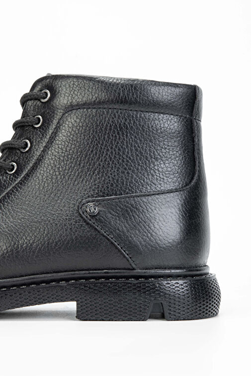 Tamer Tanca Erkek Hakiki Deri Siyah Casual Bot - Görsel 5
