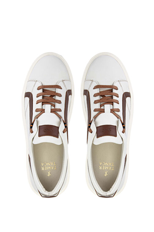 Tamer Tanca Erkek Hakiki Deri Bej Sneakers & Spor Ayakkabı - Görsel 4