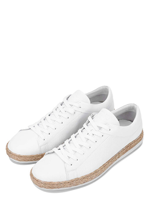 Tamer Tanca Erkek Hakiki Deri Beyaz Casual Ayakkabı - Görsel 3