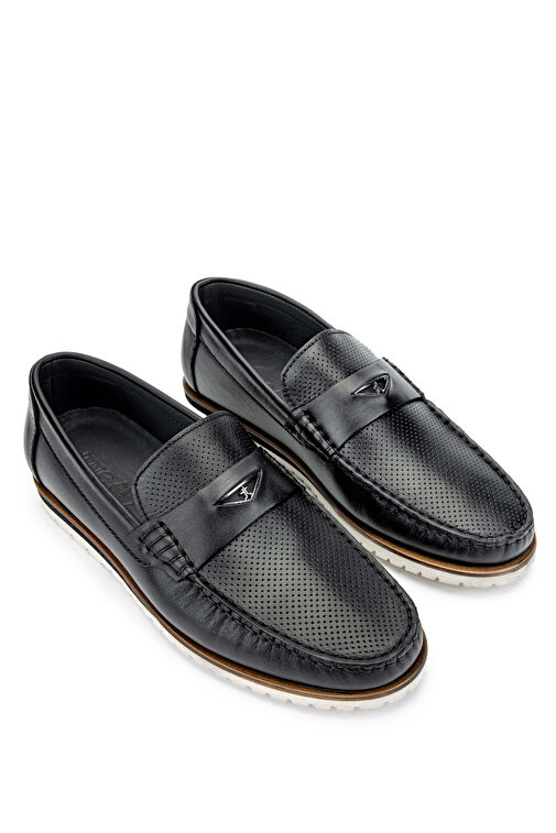 Tamer Tanca Erkek Hakiki Deri Siyah Loafer Ayakkabı - Görsel 3