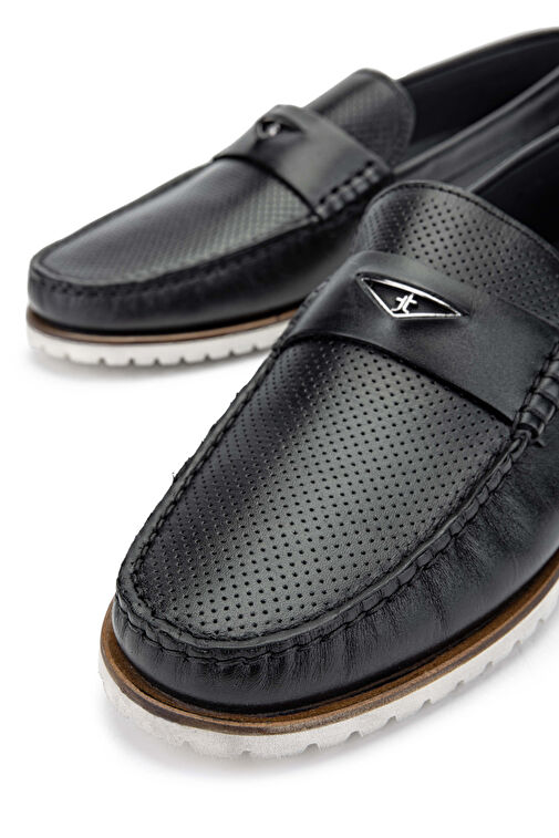 Tamer Tanca Erkek Hakiki Deri Siyah Loafer Ayakkabı - Görsel 5