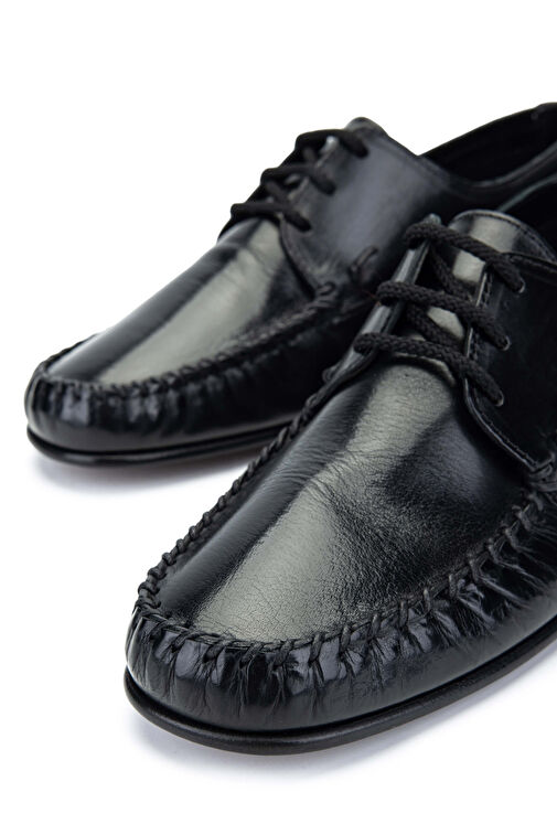 D.LEPORI Erkek Hakiki Deri Siyah Casual Ayakkabı - Görsel 4