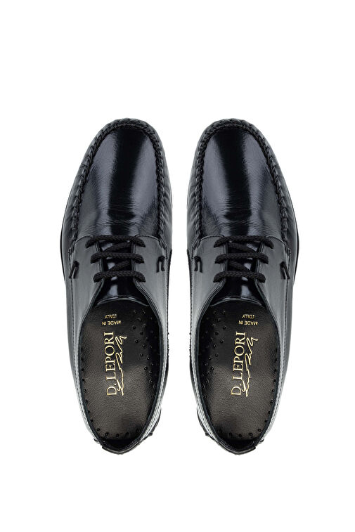 D.LEPORI Erkek Hakiki Deri Siyah Casual Ayakkabı - Görsel 5