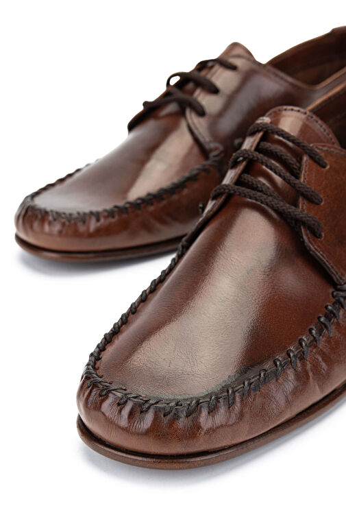 D.LEPORI Erkek Hakiki Deri Kahverengi Casual Ayakkabı - Görsel 4