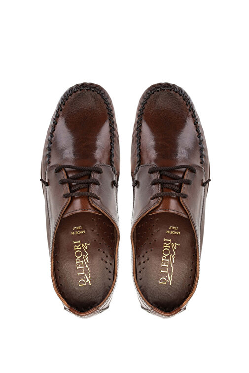 D.LEPORI Erkek Hakiki Deri Kahverengi Casual Ayakkabı - Görsel 5
