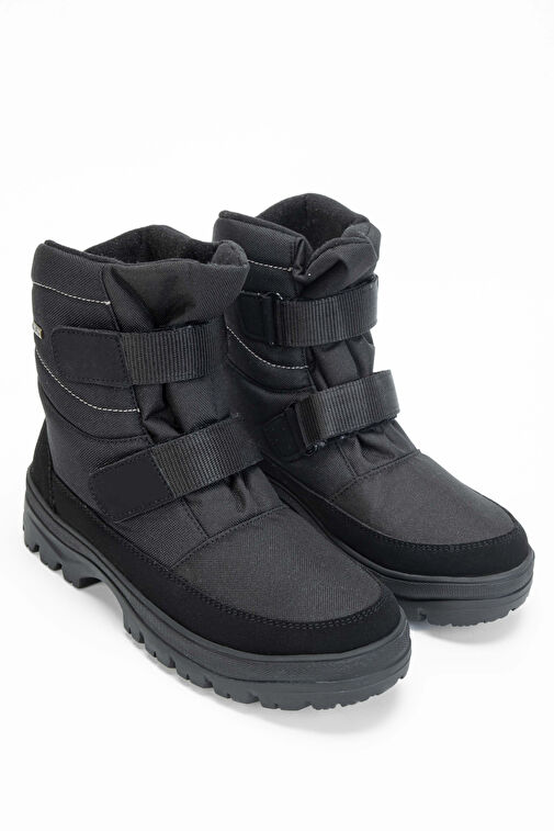 OTHREE Erkek Deri & Tekstil Siyah Kar Botu - Görsel 3