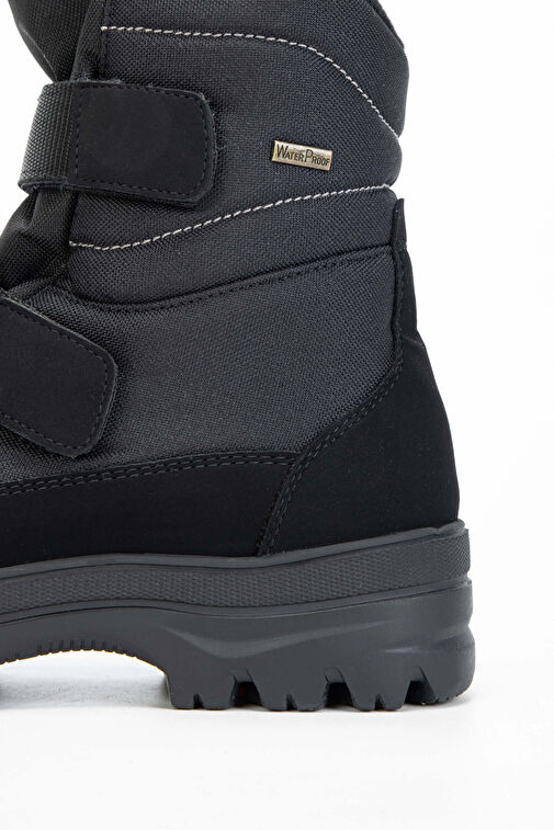 OTHREE Erkek Deri & Tekstil Siyah Kar Botu - Görsel 5