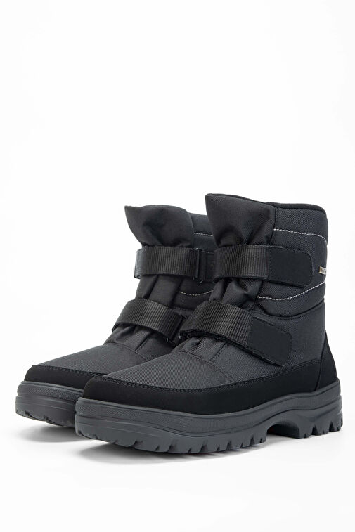 OTHREE Erkek Deri & Tekstil Siyah Kar Botu - Görsel 6