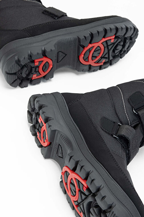 OTHREE Erkek Deri & Tekstil Siyah Kar Botu - Görsel 8