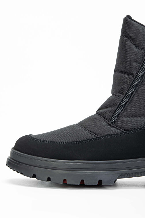 OTHREE Erkek Deri & Tekstil Siyah Kar Botu - Görsel 4