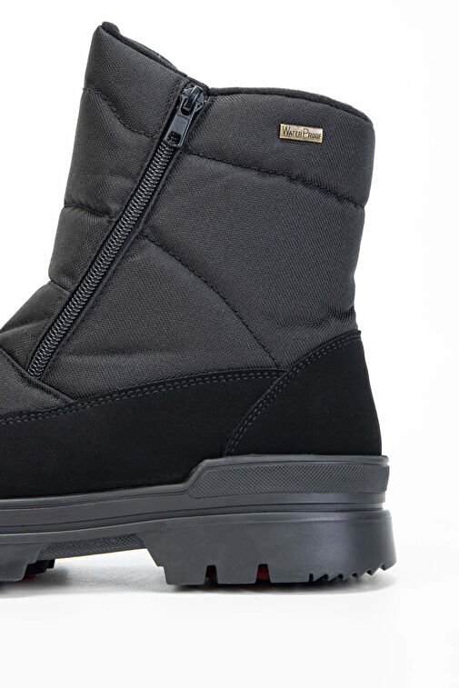 OTHREE Erkek Deri & Tekstil Siyah Kar Botu - Görsel 5