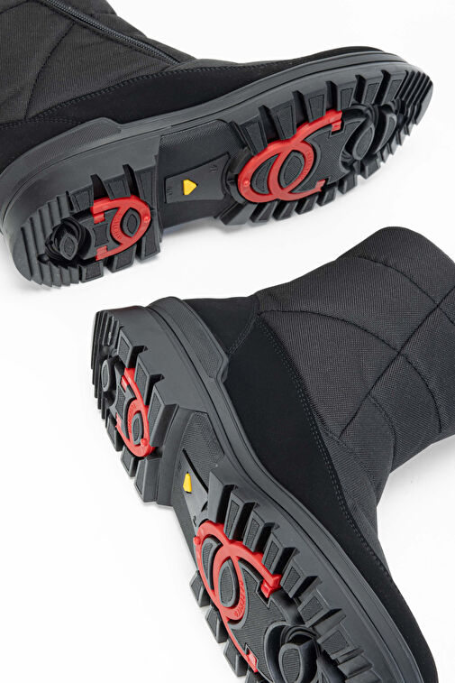 OTHREE Erkek Deri & Tekstil Siyah Kar Botu - Görsel 8