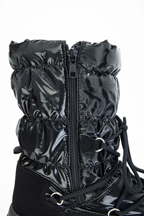 OTHREE Kadın Deri & Tekstil Siyah Kar Botu - Görsel 7