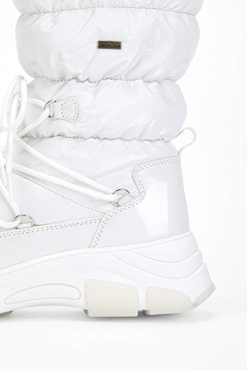 OTHREE Kadın Deri & Tekstil Beyaz Kar Botu - Görsel 5