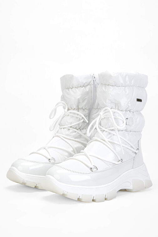 OTHREE Kadın Deri & Tekstil Beyaz Kar Botu - Görsel 6