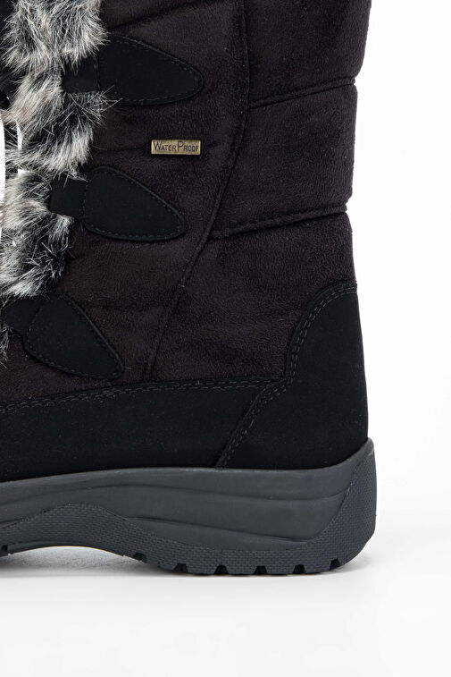 OTHREE Kadın Deri & Tekstil Siyah Kar Botu - Görsel 5