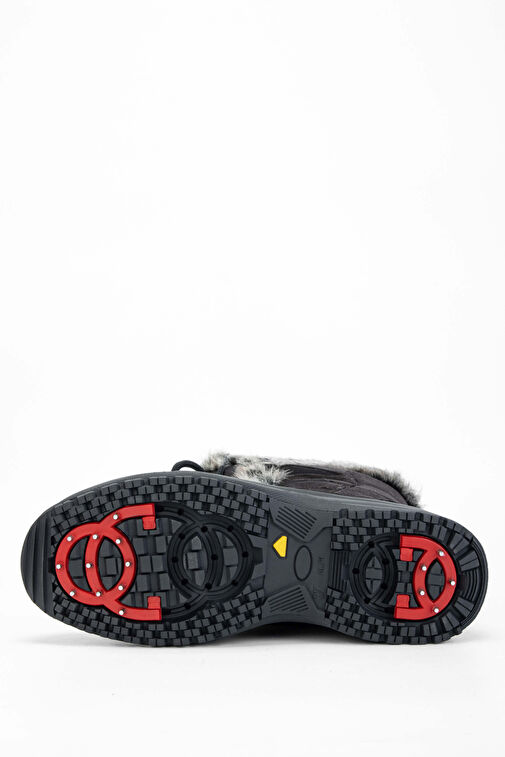 OTHREE Kadın Deri & Tekstil Siyah Kar Botu - Görsel 7