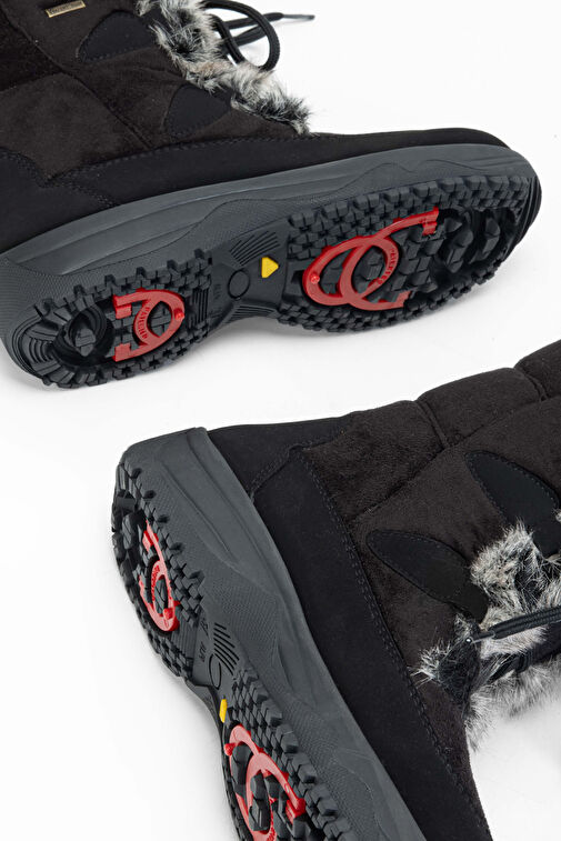 OTHREE Kadın Deri & Tekstil Siyah Kar Botu - Görsel 8