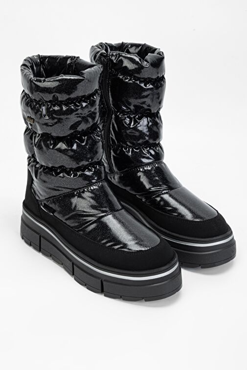 Valmenti Abriana Kadın Siyah Parıltı Deri & Tekstil Kar Botu - Görsel 3