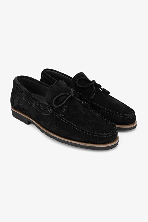 Valmenti Mais Erkek Siyah Süet Hakiki Deri Loafer Ayakkabı - Görsel 5