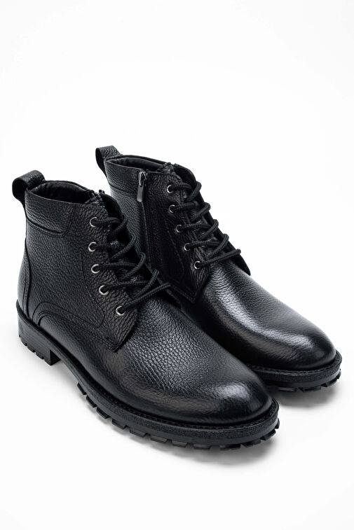 Tamer Tanca Erkek Hakiki Deri Siyah Casual Bot - Görsel 3