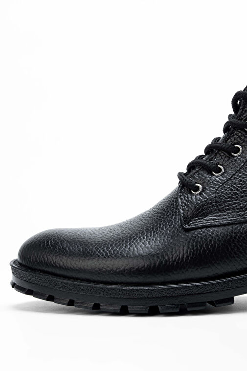 Tamer Tanca Erkek Hakiki Deri Siyah Casual Bot - Görsel 4