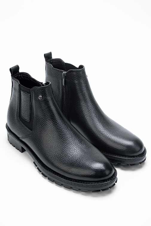 Tamer Tanca Erkek Hakiki Deri Siyah Casual Bot - Görsel 3