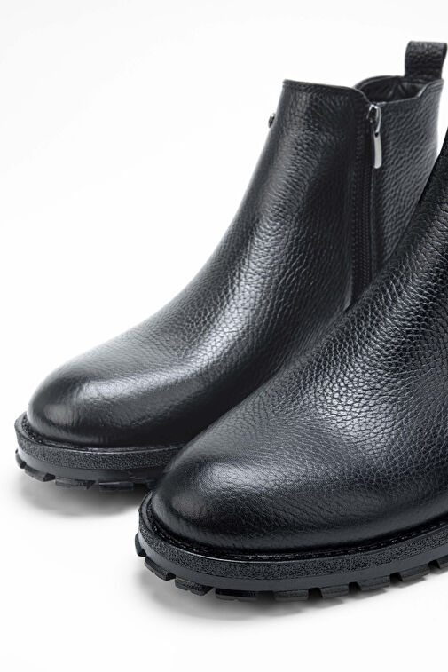 Tamer Tanca Erkek Hakiki Deri Siyah Casual Bot - Görsel 4