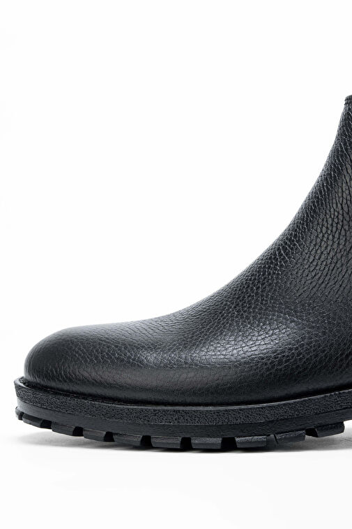Tamer Tanca Erkek Hakiki Deri Siyah Casual Bot - Görsel 5