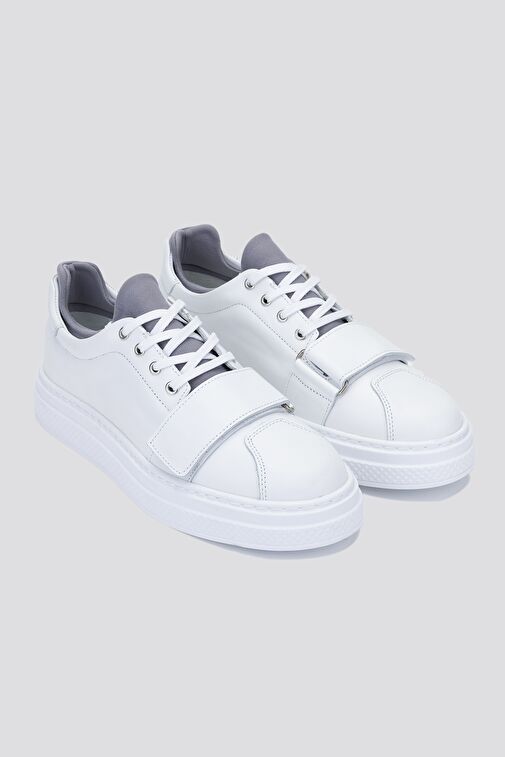 Valmenti Beyaz-Gri Erkek Deri Sneaker 352 20251 ERK AYK Y24 - Görsel 4