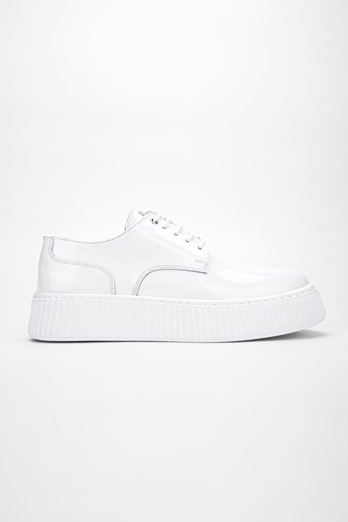 Valmenti Aden Erkek Beyaz Rugan Hakiki Deri Sneakers & Spor Ayakkabı - Görsel 2